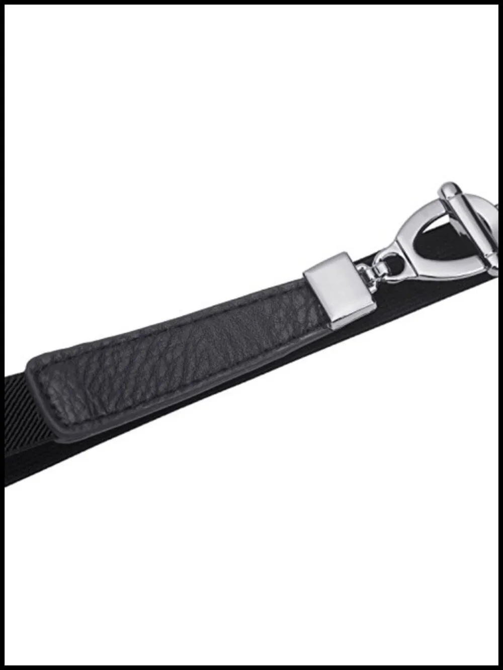Faux Leather Skinny Elastic Waist Belt Stretch Cinch Thin Belt 0.8